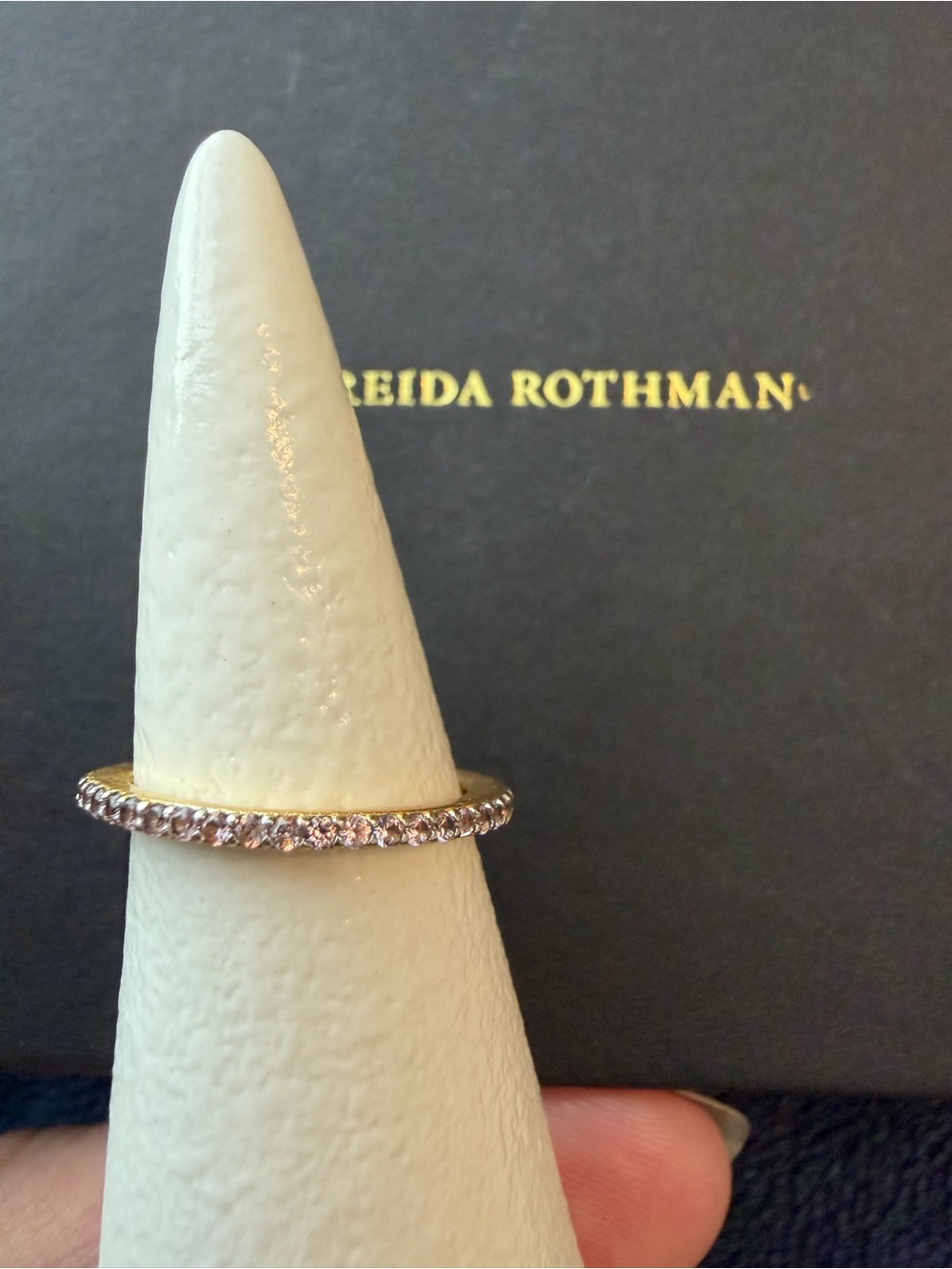 Rose peach 14k gold Pavé CZ over Sterling Silver Ring - Size 6